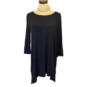 EILEEN FISHER Black Drape Top Shirt size M